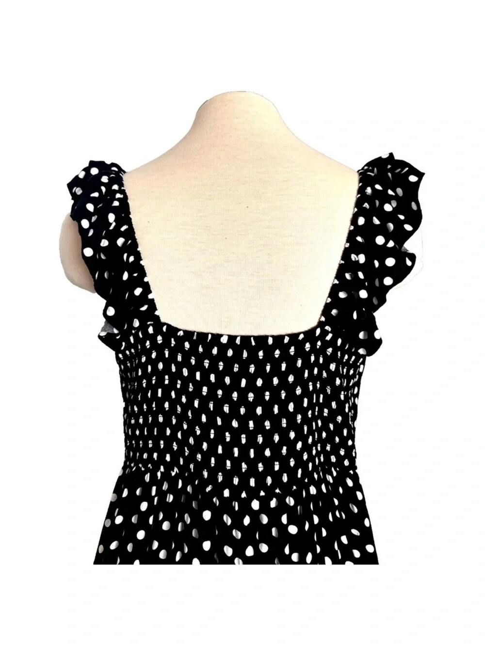 kate spade black and White Polka Dot Ruffled Strap Maxi Dress